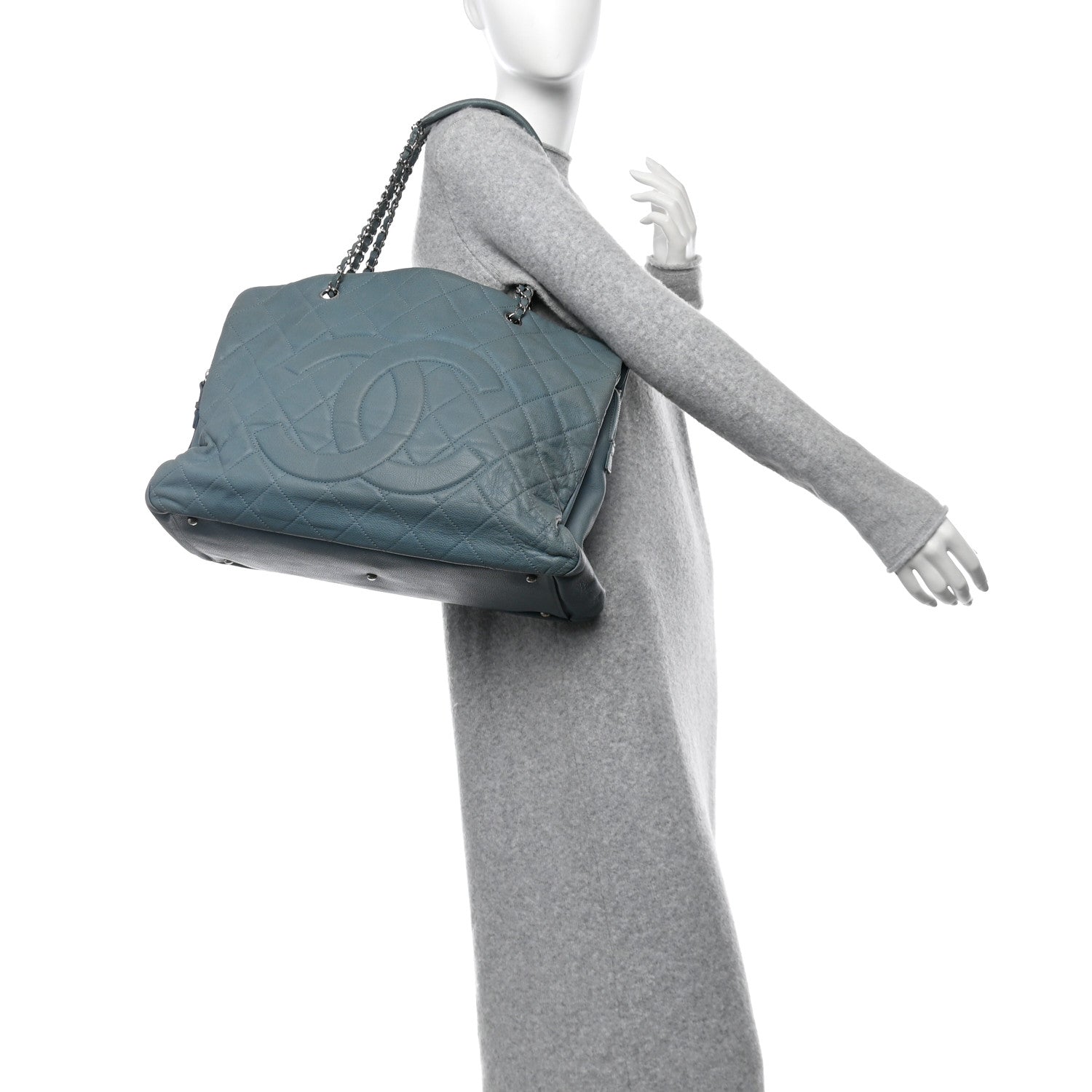 Chanel Caviar Quilted Timeless CC Tote Blue 2 of 15