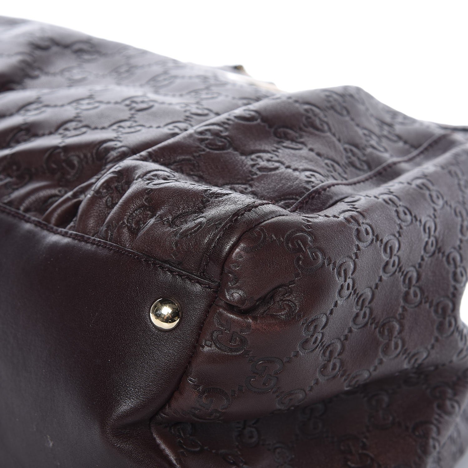 Gucci Guccissima Large D Gold Ring Shoulder Bag Chocolate 9 of 11