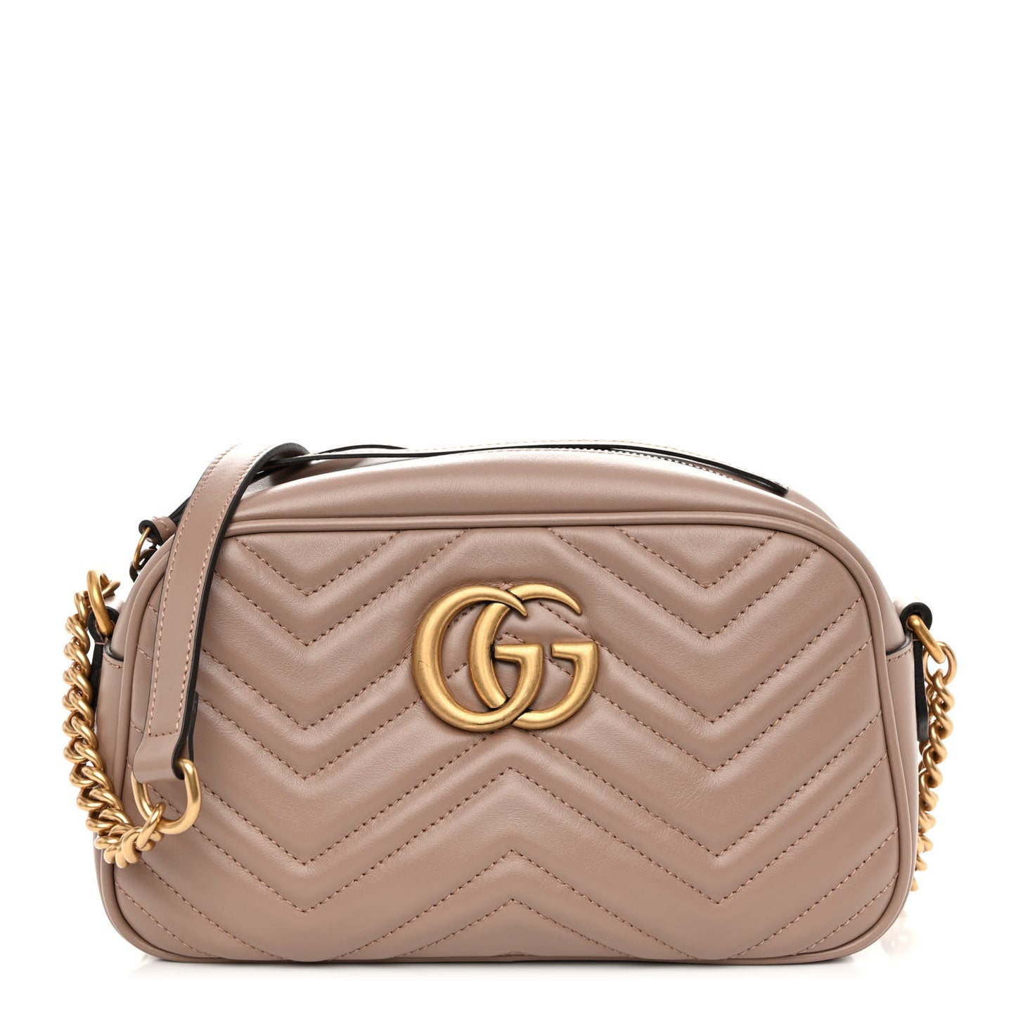 Calfskin Matelasse Small GG Marmont Chain Shoulder Bag Porcelain Rose