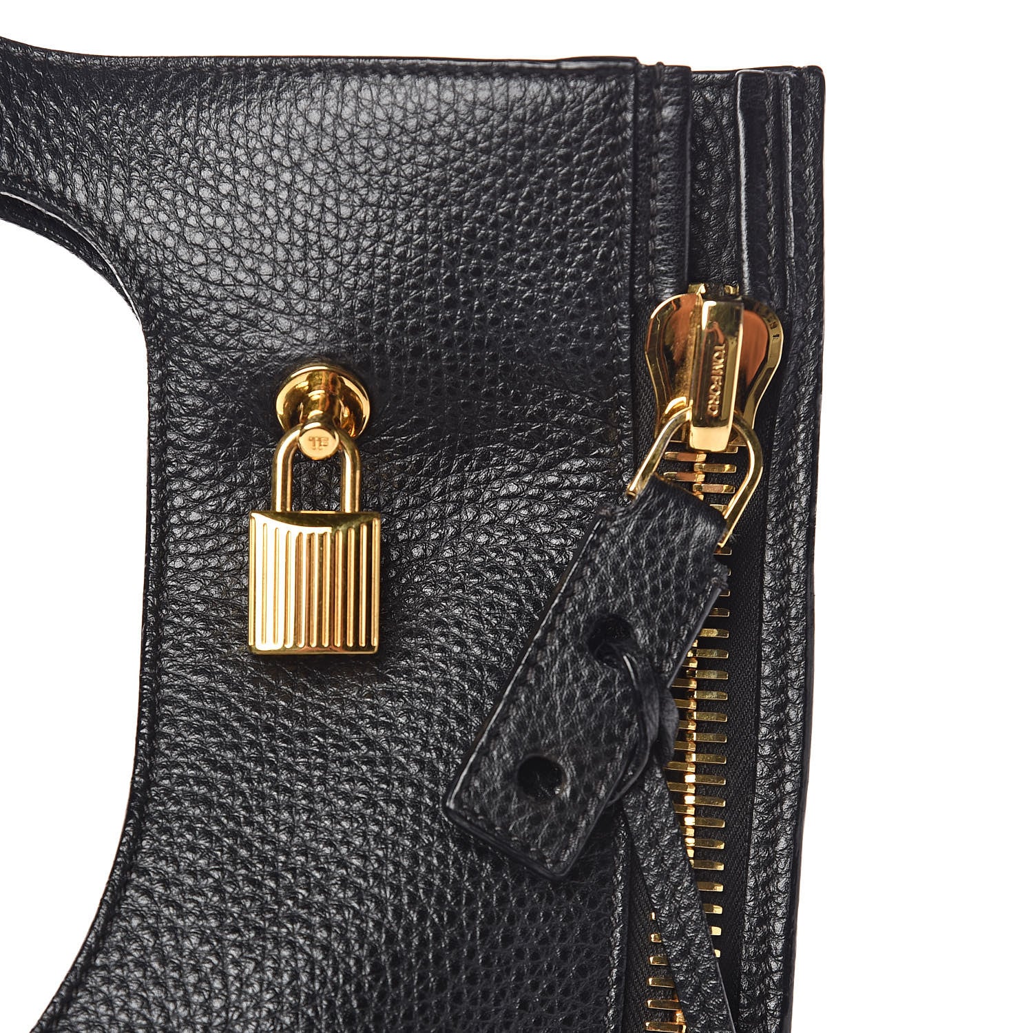 Tom Ford Ramskin Large Alix Padlock Zip Shoulder Bag Black 10 of 10