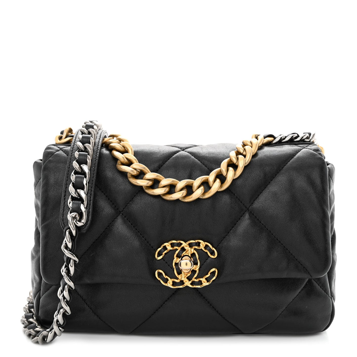 Lambskin Quilted Medium Chanel 19 Flap Black