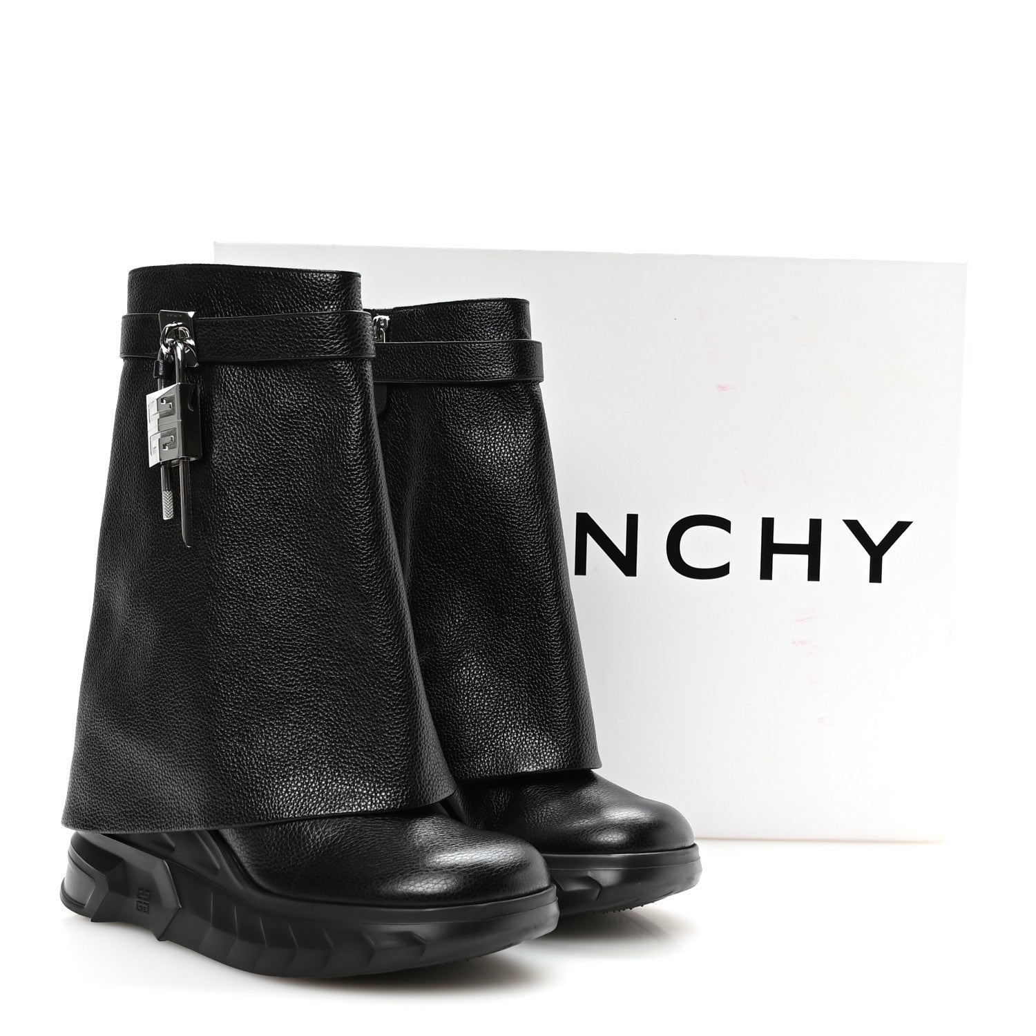 Givenchy Grained Calfskin Shark Lock Biker Ankle Boots 39 Black 8 of 8