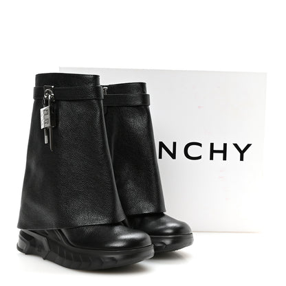 Givenchy Grained Calfskin Shark Lock Biker Ankle Boots 39 Black 8 of 8