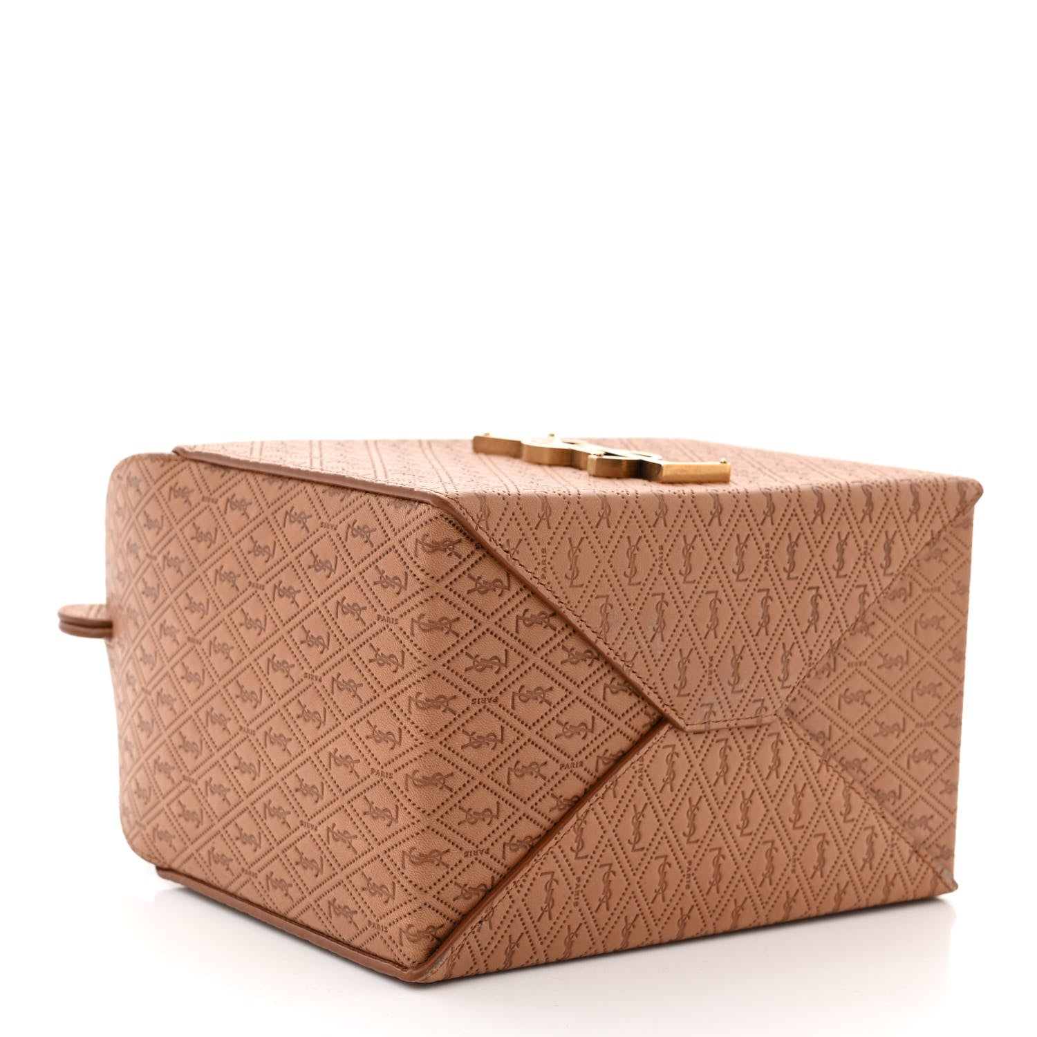 Saint Laurent Calfskin Monogram Take Away Box Dusty Vintage Brown Gold 4 of 11