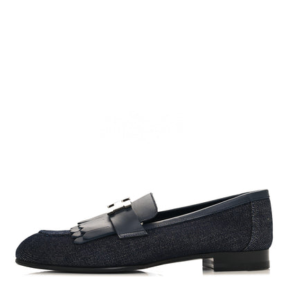 Hermes Denim Womens Royal Loafers 35.5 Bleu Brut Marine 1 of 9