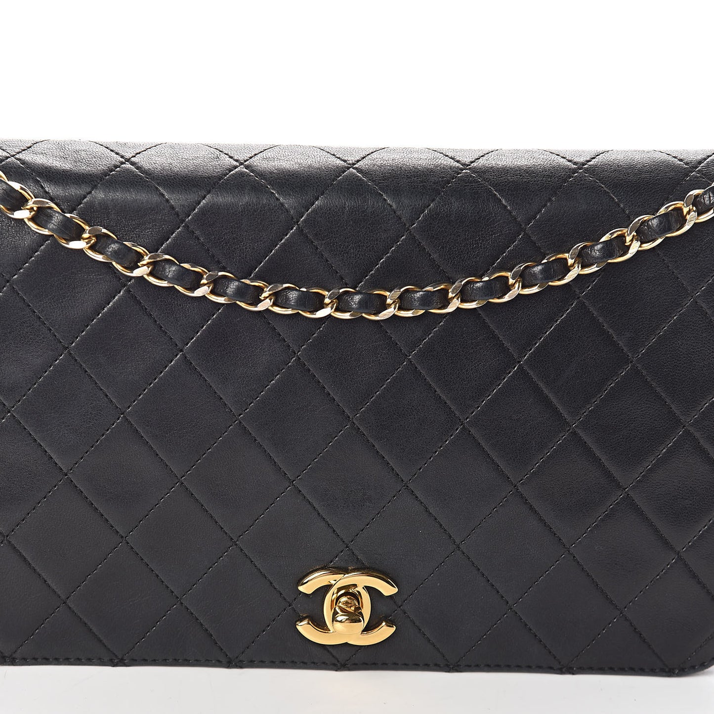 Lambskin Quilted Small Single Flap Black