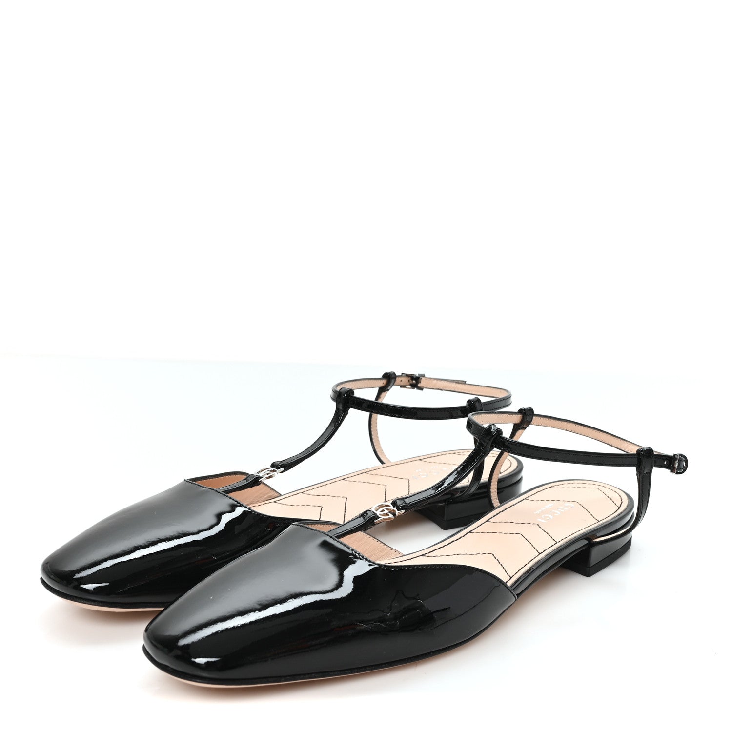 Gucci Vernice Crystal Double G Ballet Flat 40 Black 4 of 8