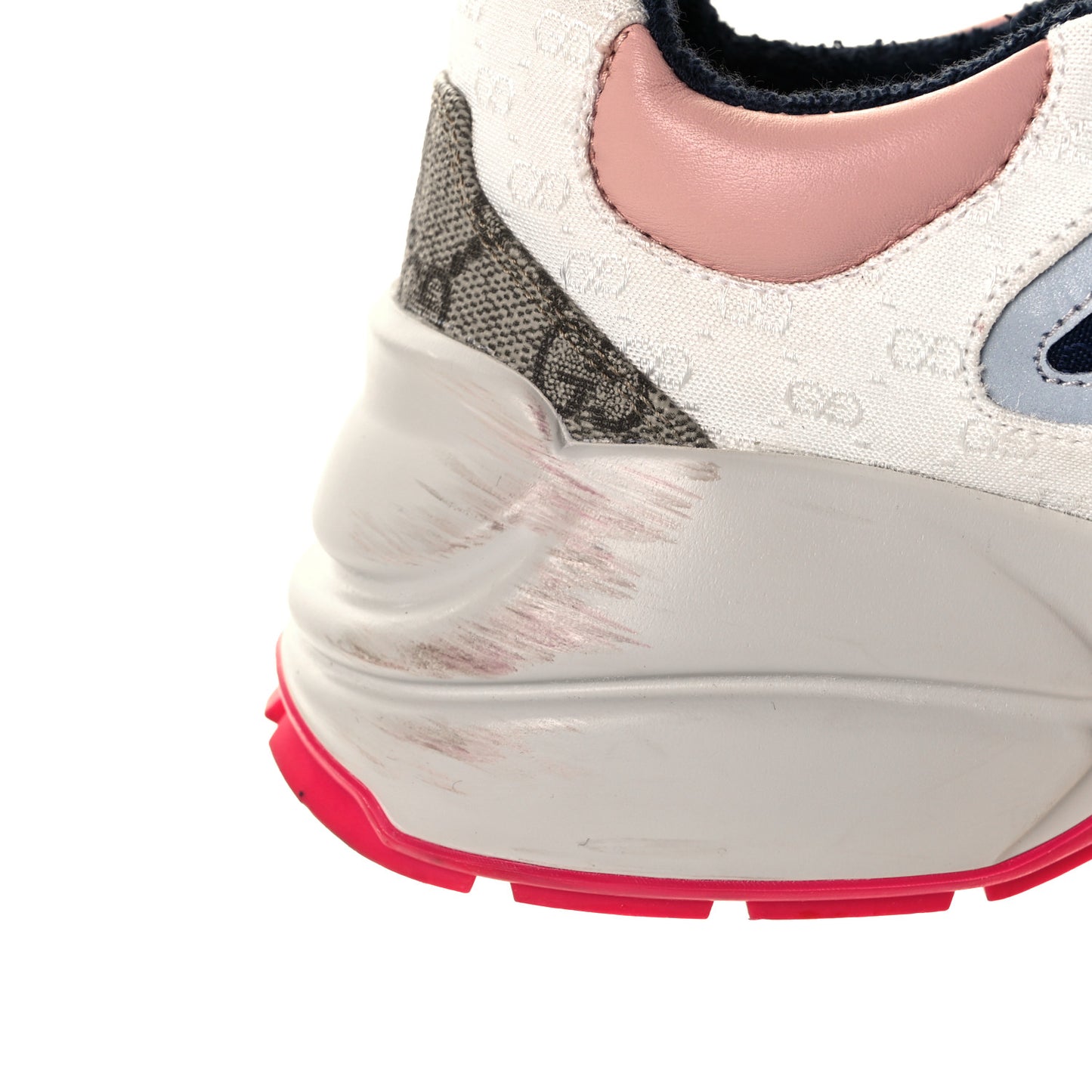 GG Supreme Monogram Mix Monogram Womens Rhyton Sneakers 37.5 London Blue Beige Pale Pink