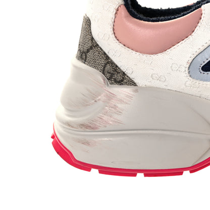 Gucci GG Supreme Monogram Mix Monogram Womens Rhyton Sneakers 37.5 London Blue Beige Pale Pink 10 of 14