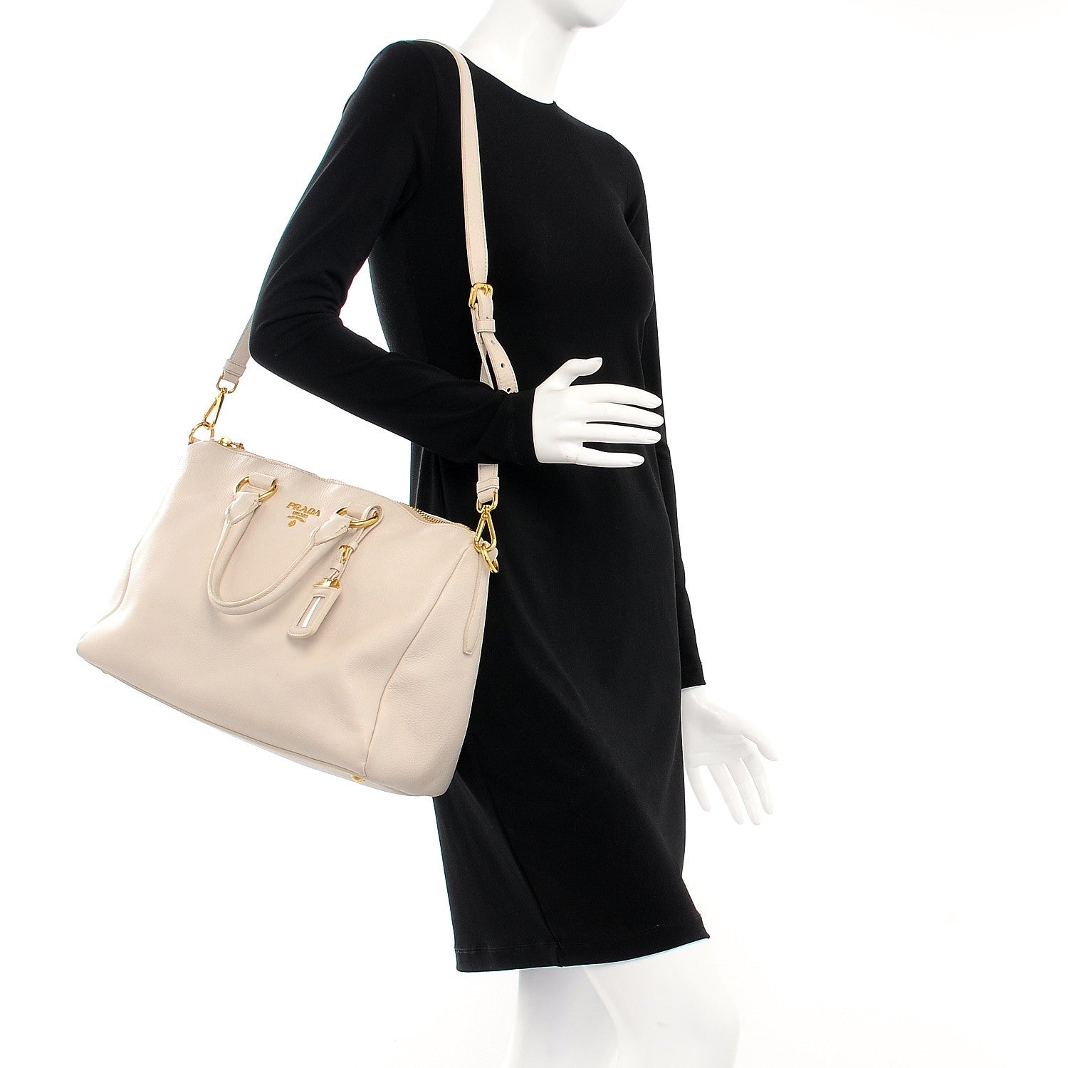 Prada Vitello Daino Top Handle Zip Tote Sabbia 2 of 18