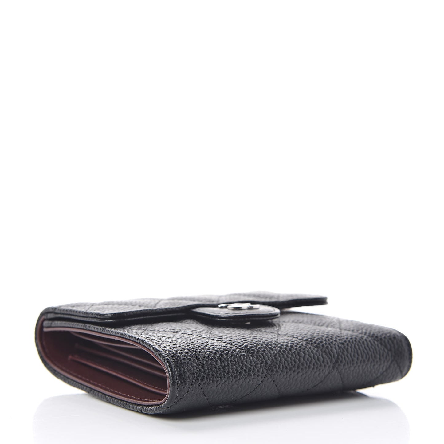 Caviar Quilted Compact Flap Wallet Black