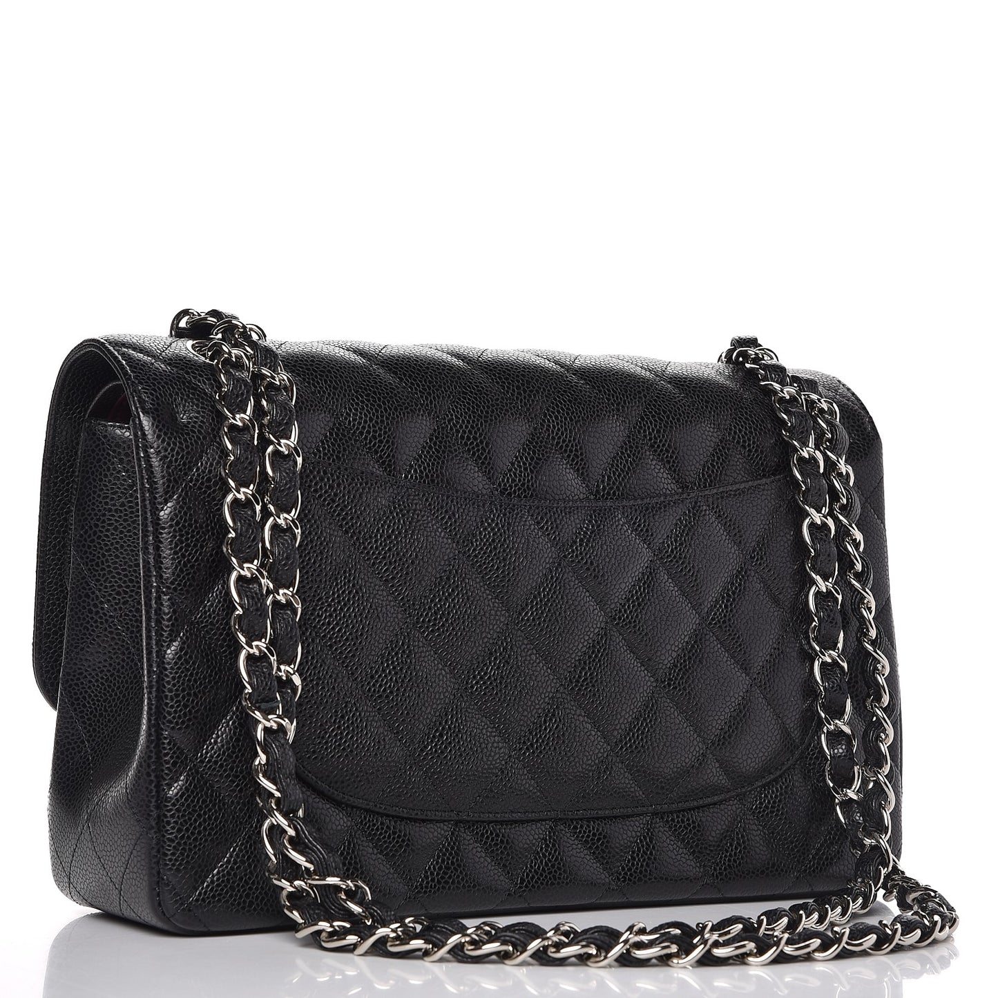 Caviar Quilted Jumbo Double Flap Black