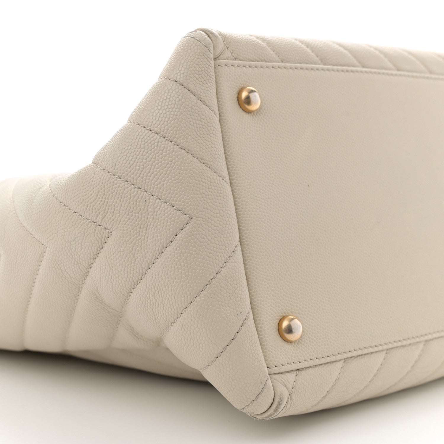 Chanel Caviar Chevron Quilted Coco Handle Shopping Tote Ivory 9 of 13