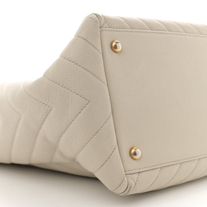 Chanel Caviar Chevron Quilted Coco Handle Shopping Tote Ivory 9 of 13