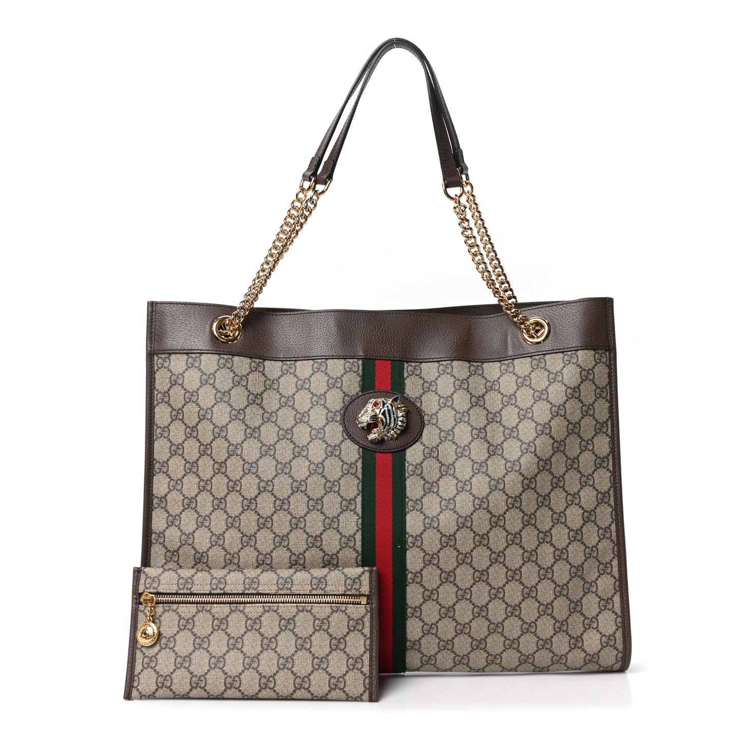 GG Supreme Monogram Large Rajah Chain Tote Beige New Acero