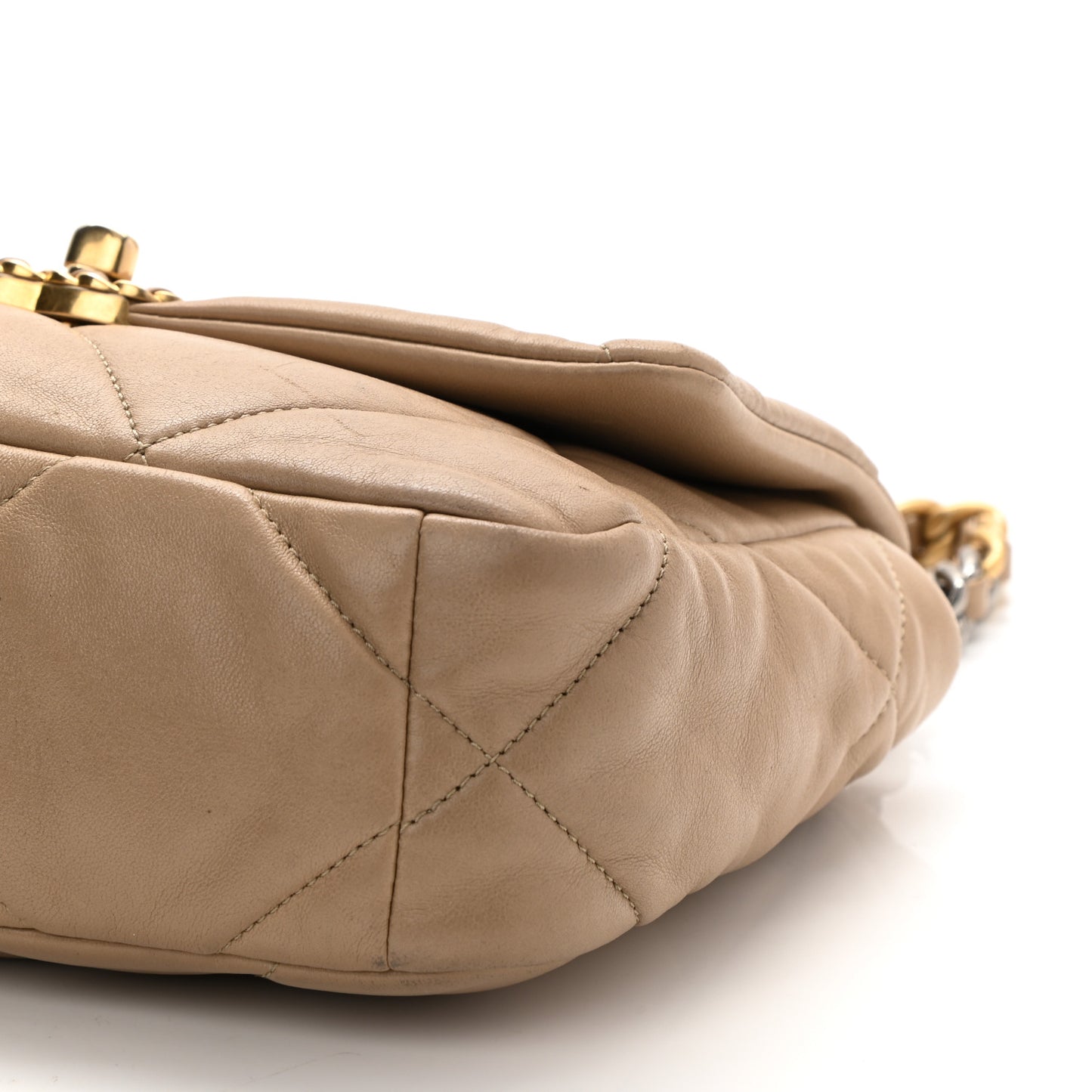 Lambskin Quilted Medium Chanel 19 Flap Dark Beige