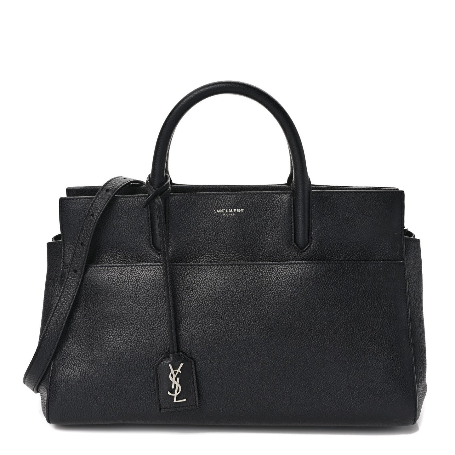 SAINT LAURENT Grained Calfskin Small Cabas Rive Gauche Black