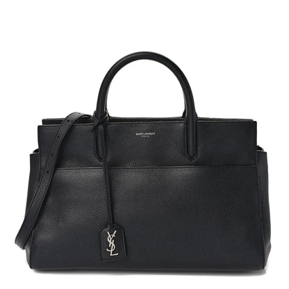 Saint Laurent SAINT LAURENT Grained Calfskin Small Cabas Rive Gauche Black 1 of 9