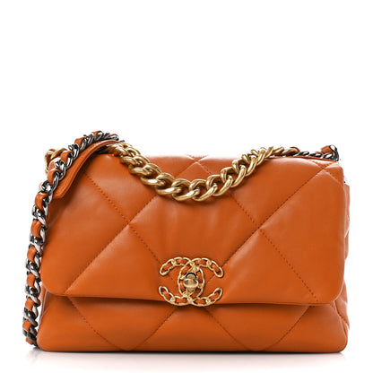 Chanel Lambskin Quilted Medium Chanel 19 Flap Light Brown 1 of 10