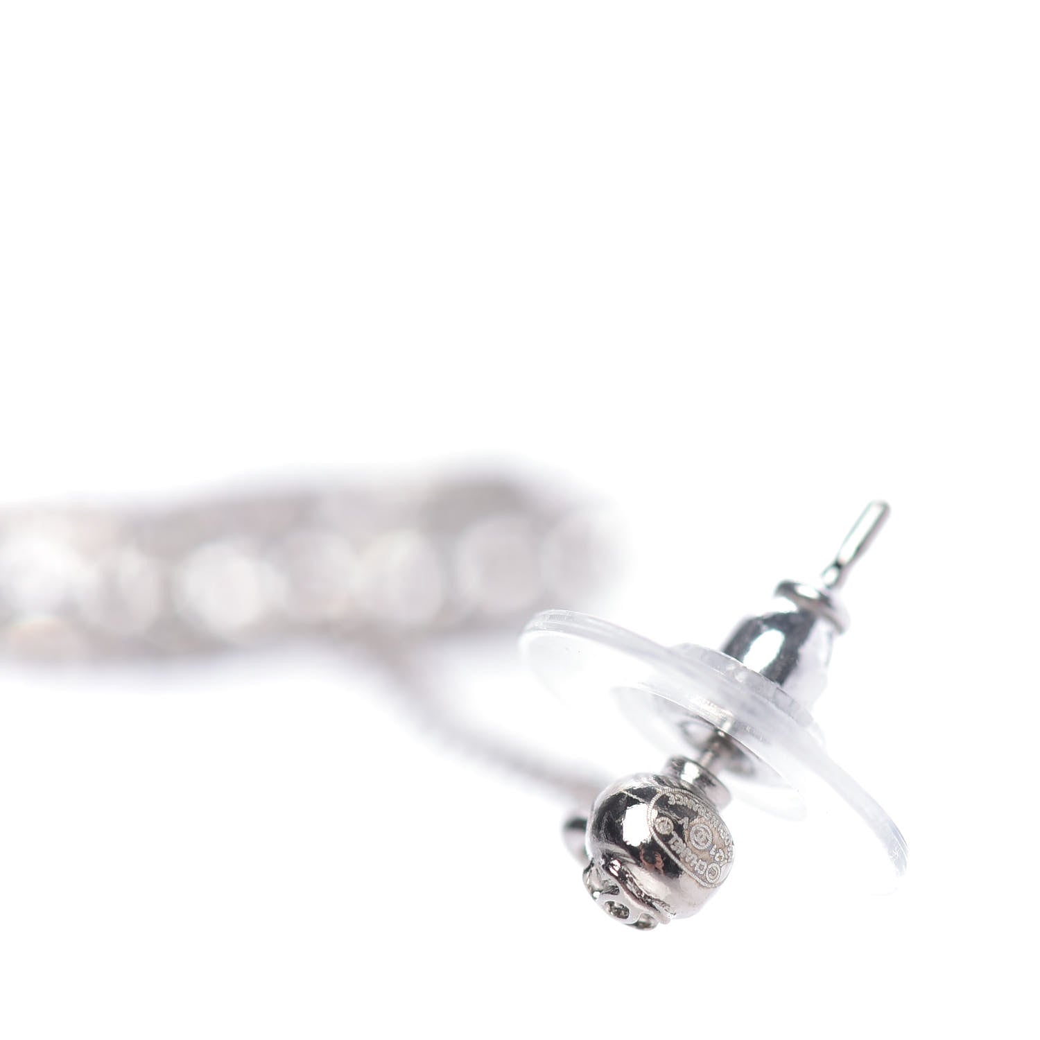 Chanel Baguette Crystal CC Drop Earrings Silver 4 of 5