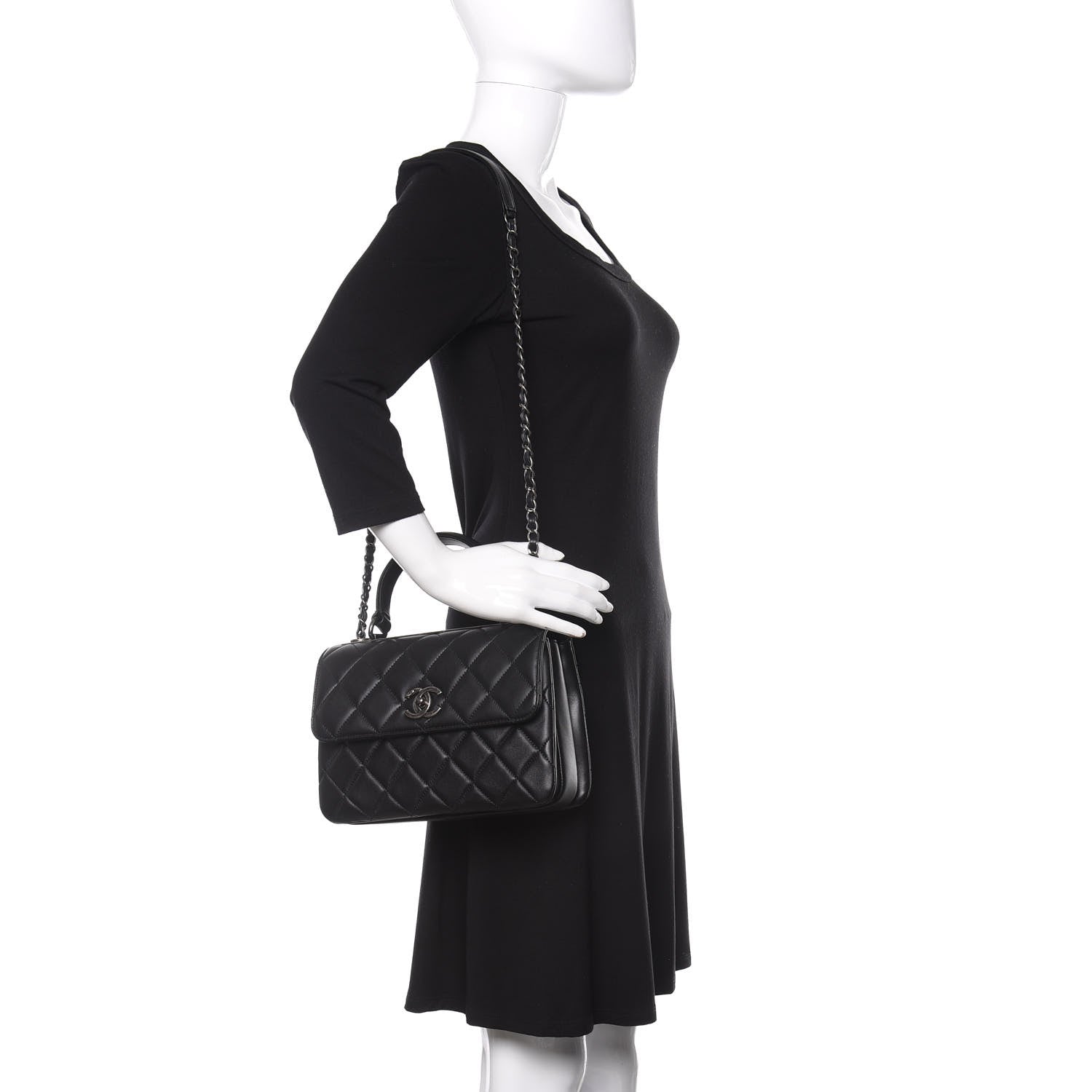 Chanel Lambskin Quilted Small Trendy CC Dual Handle Flap Bag Black 2 of 10
