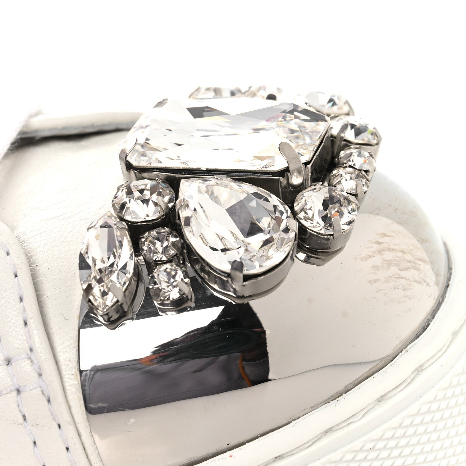 Miu Miu Naplak Crystal Low Top Platform Sneakers 40 White 11 of 12