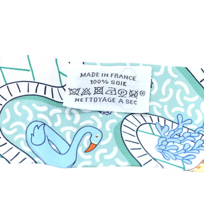 Hermes Silk Splash Park Twilly Vert De Gris Jaune Bleu 3 of 3