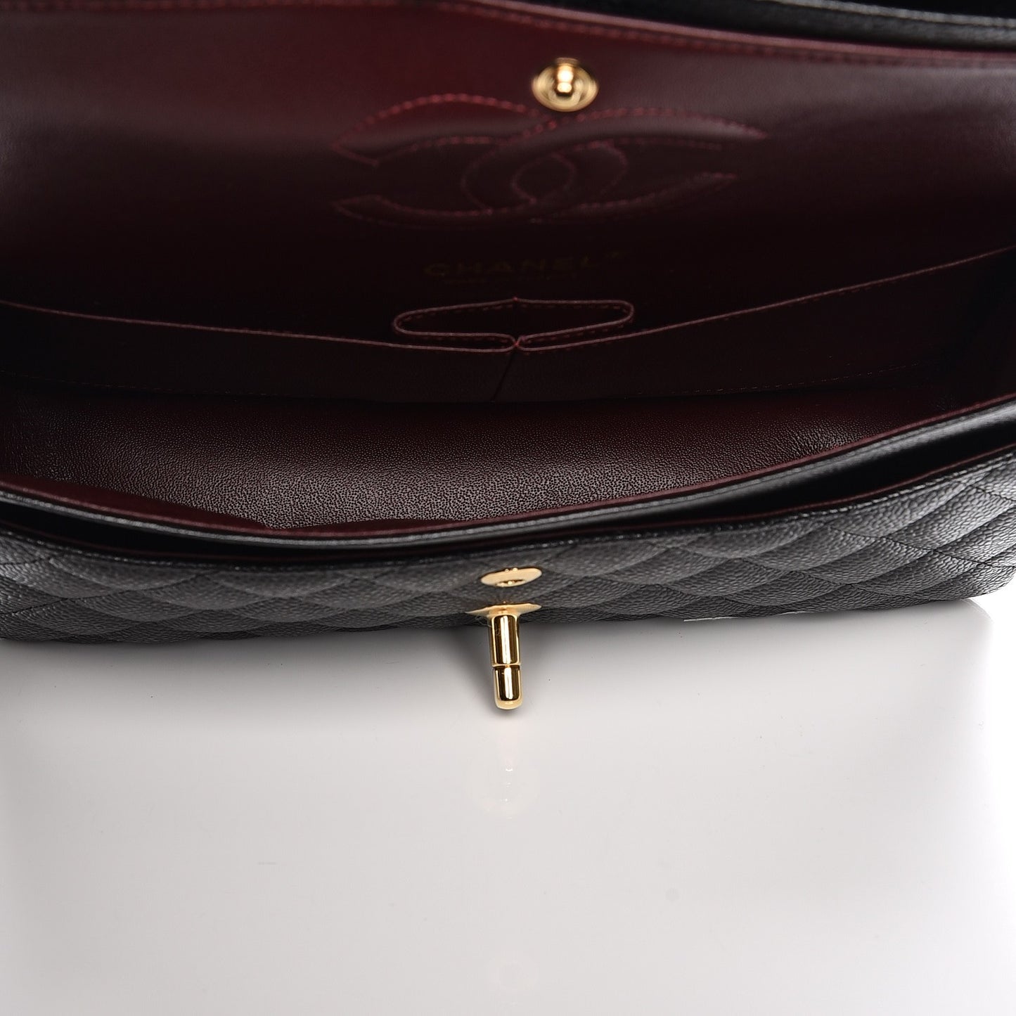 Caviar Quilted Medium Double Flap Black