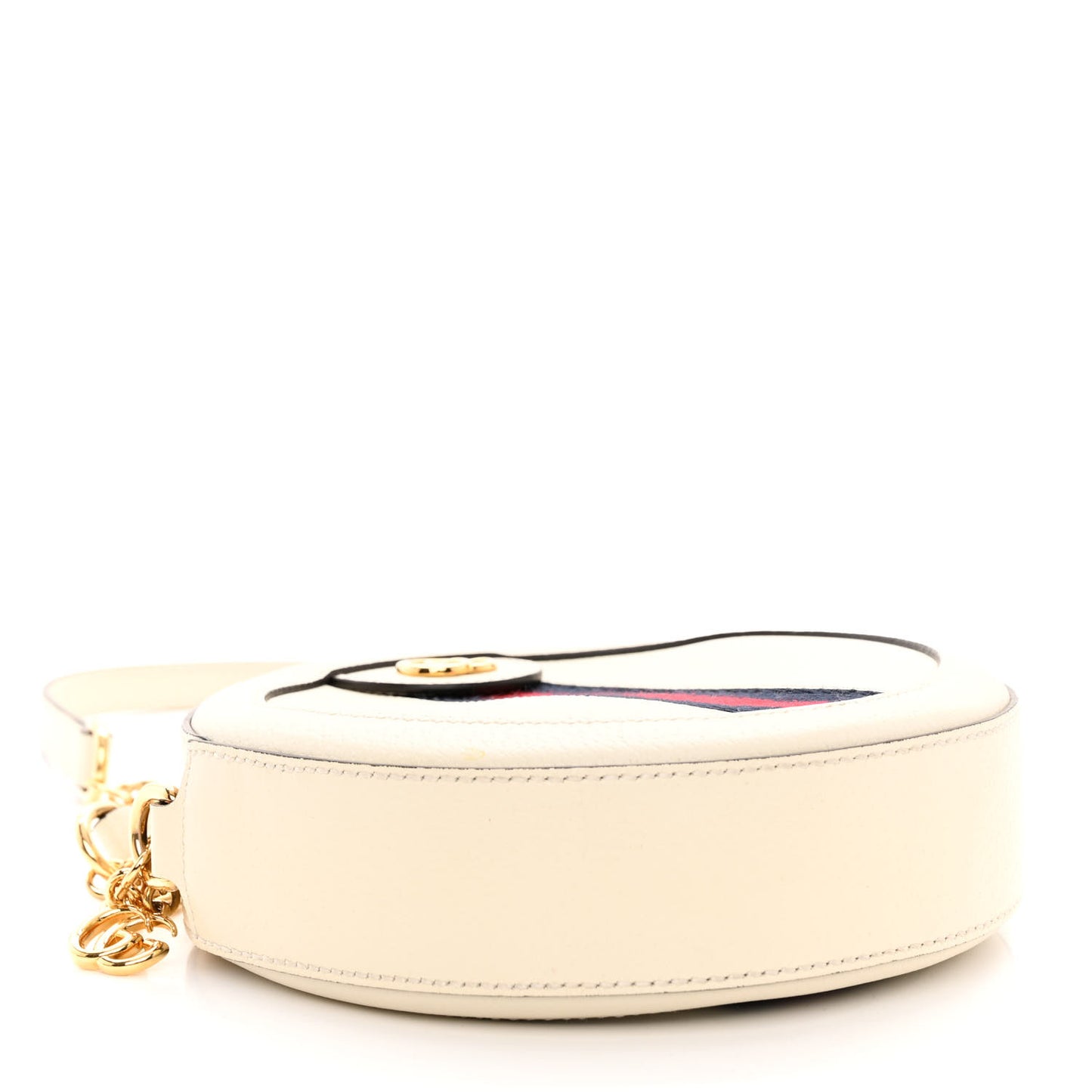 Textured Calfskin Web Mini Ophidia Round Shoulder Bag Mystic White