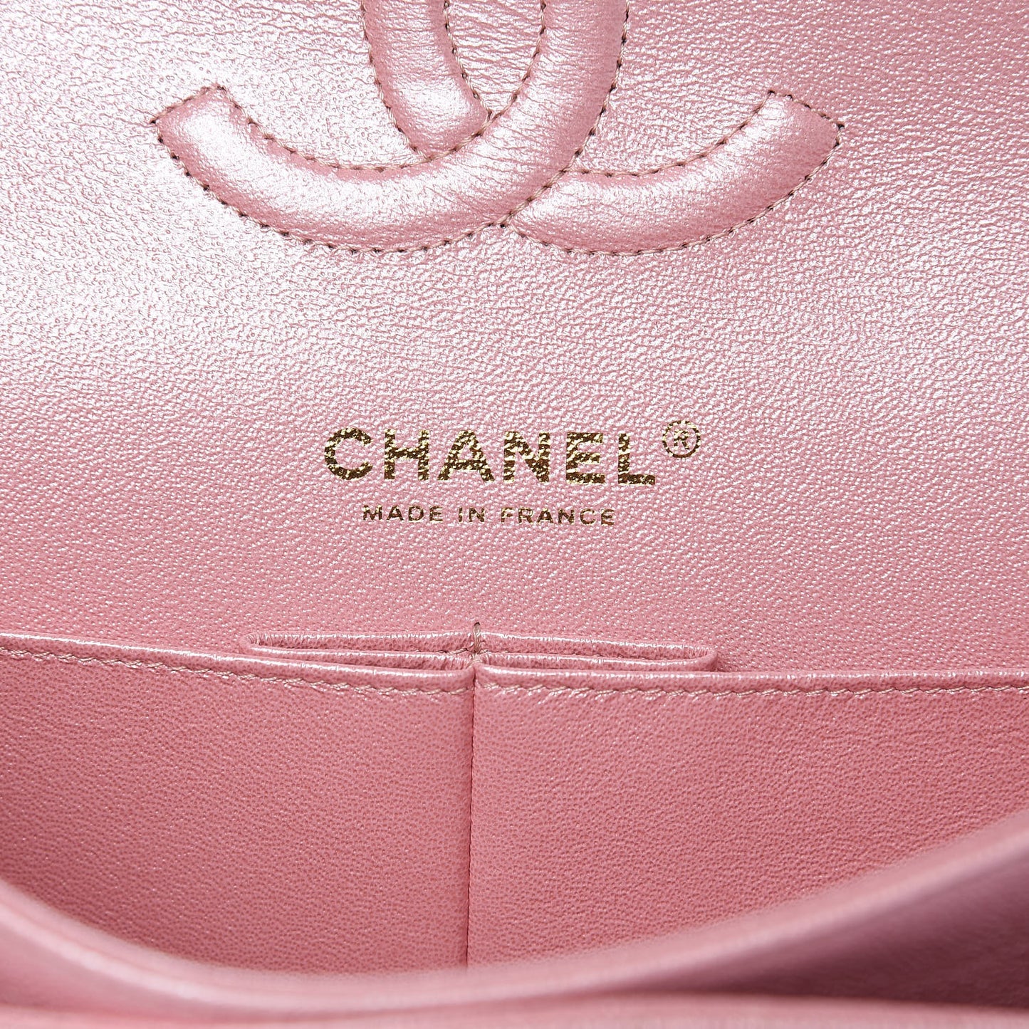 Iridescent Caviar Quilted Medium Double Flap Rose Pink