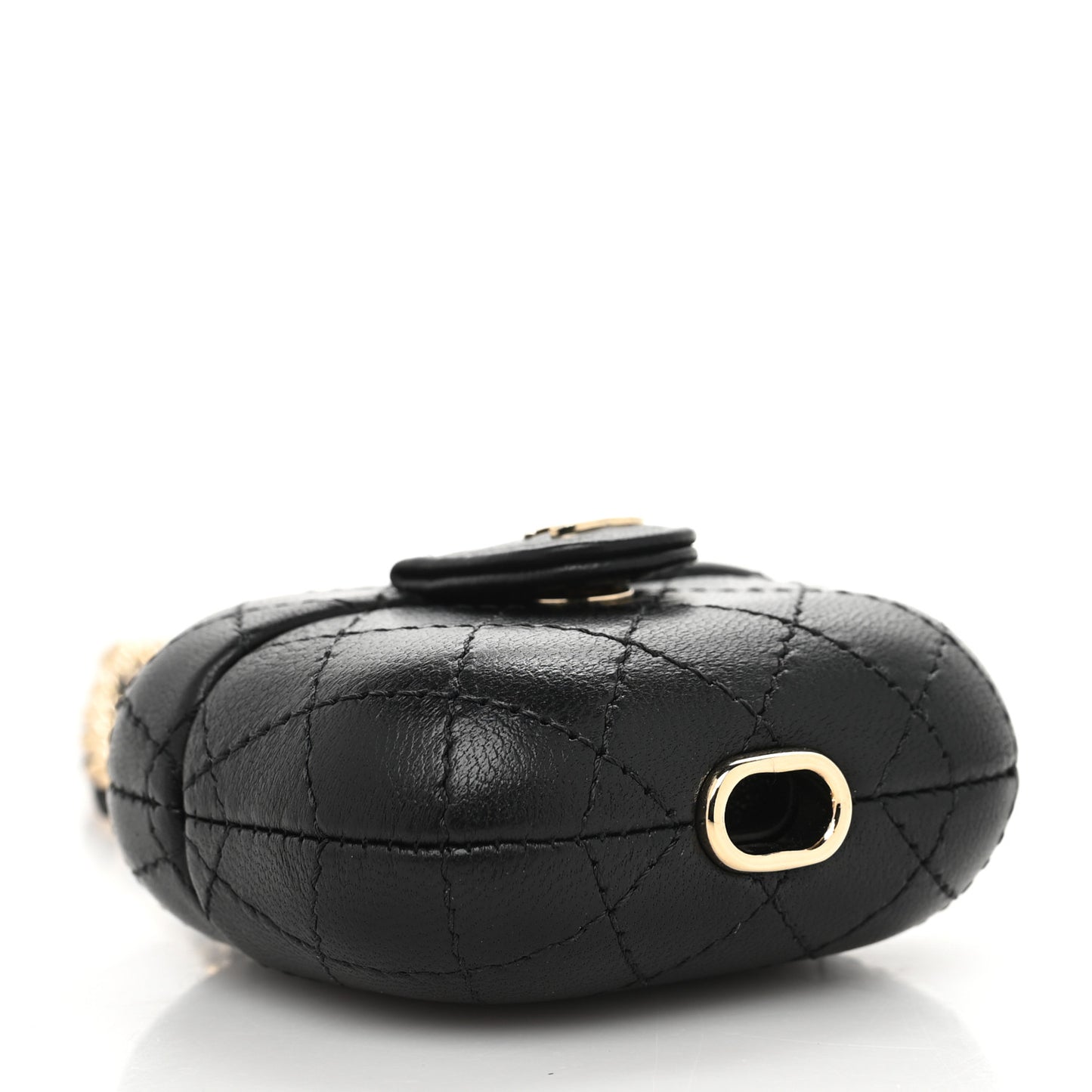 Lambskin Quilted Airpods Pro Case With Chain Black