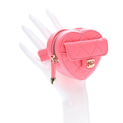 Chanel Lambskin Quilted CC In Love Heart Zipped Arm Coin Purse Pink 2 of 8