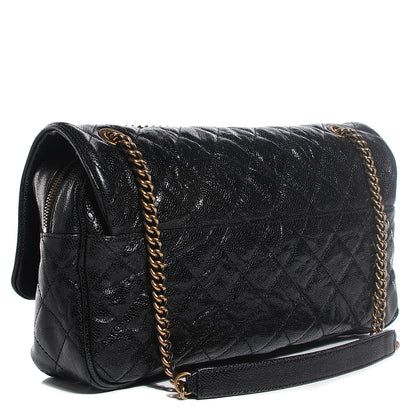 Chanel Crumpled Grained Calfskin Quilted Large Shiva Flap Black 3 of 8