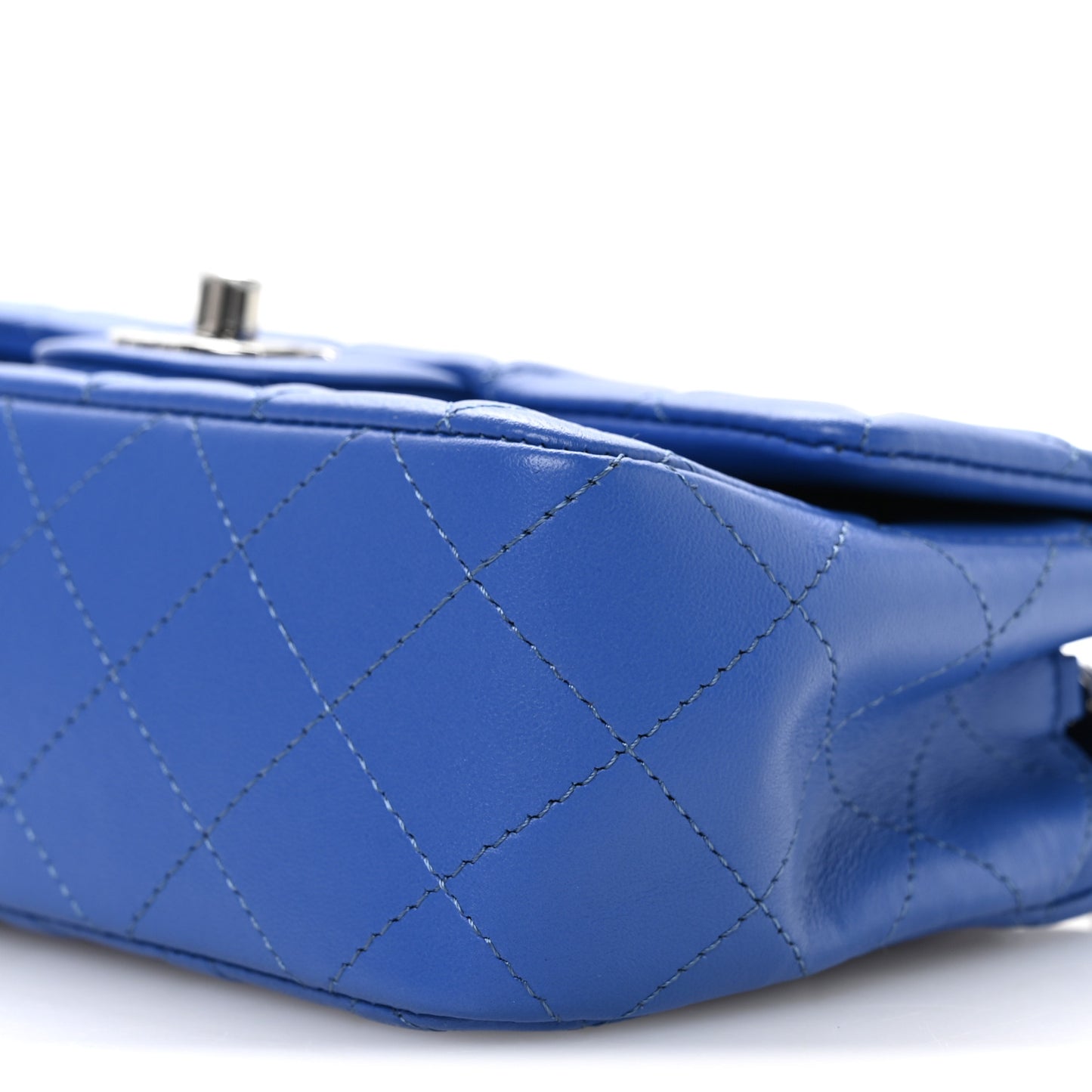Lambskin Quilted Mini Rectangular Flap Blue