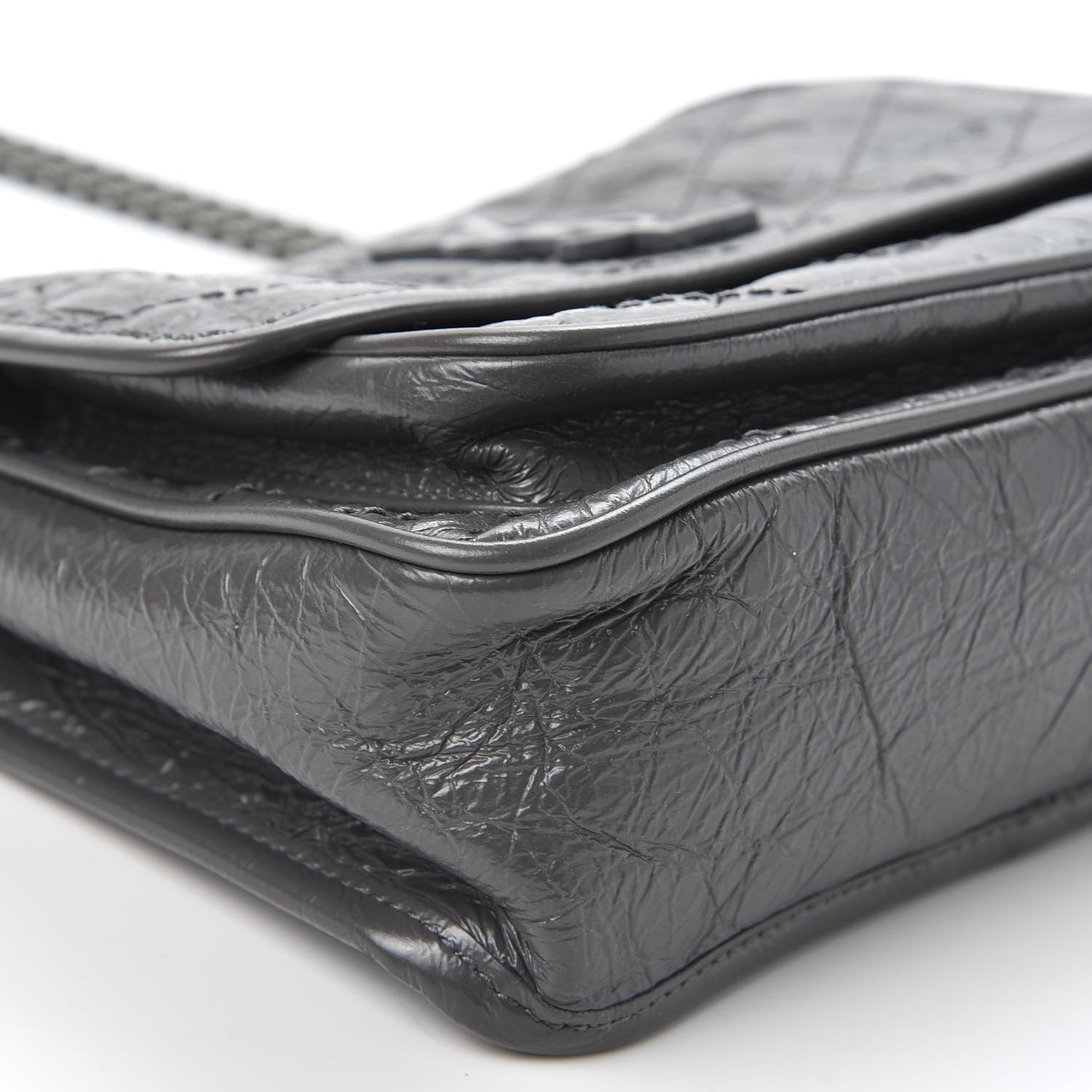Saint Laurent Crinkled Calfskin Matelasse Monogram Baby Niki Chain Satchel Storm 5 of 8