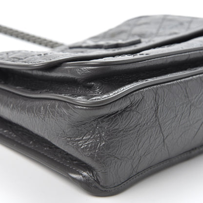 Saint Laurent Crinkled Calfskin Matelasse Monogram Baby Niki Chain Satchel Storm 5 of 8