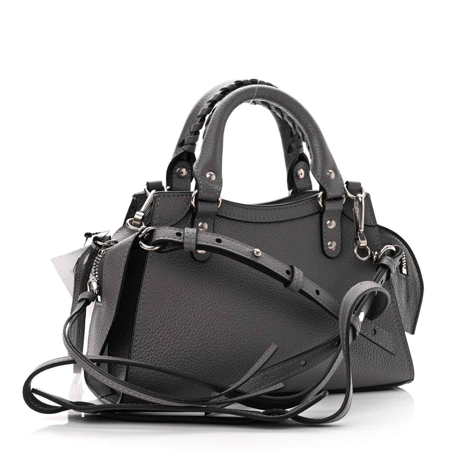 Balenciaga Grained Calfskin Neo Classic Silver Hardware Mini City Dark Grey 3 of 10