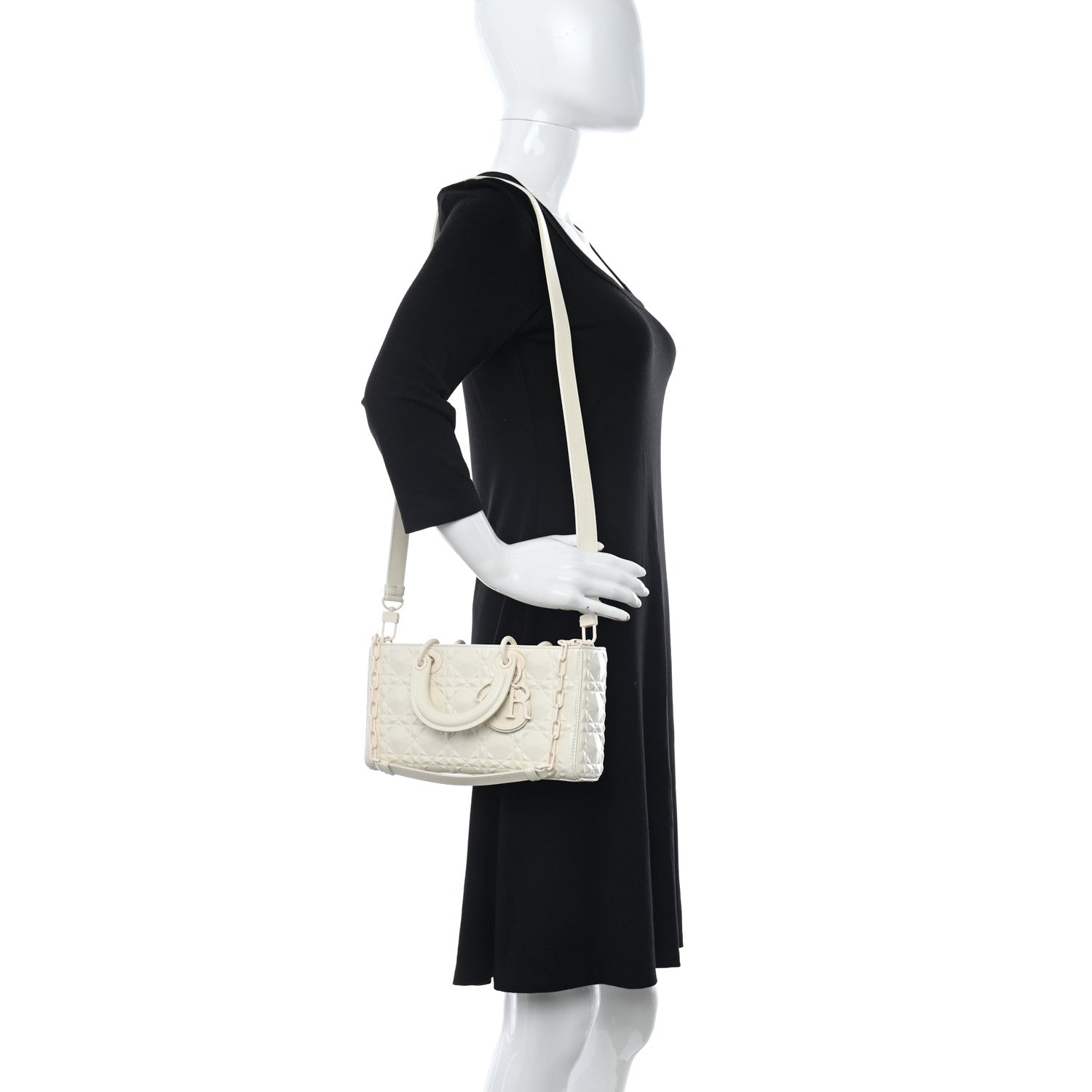 Christian Dior Calfskin Cannage Diamond Medium Lady D-Joy Latte 2 of 13