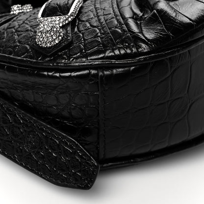 Balenciaga Extra Supple Calfskin Crystal Crocodile Embossed Le Cagole Shoulder Bag XS Black 9 of 10
