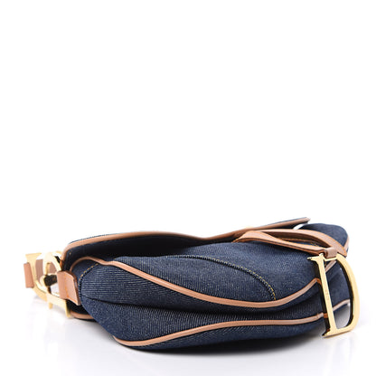 Christian Dior Denim Calfskin Saddle Bag Blue 4 of 9