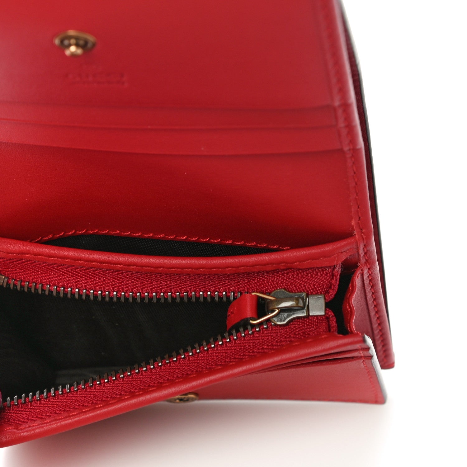 Gucci GG Supreme Monogram Cherry Embellished Card Case Wallet Hibiscus Red 5 of 11