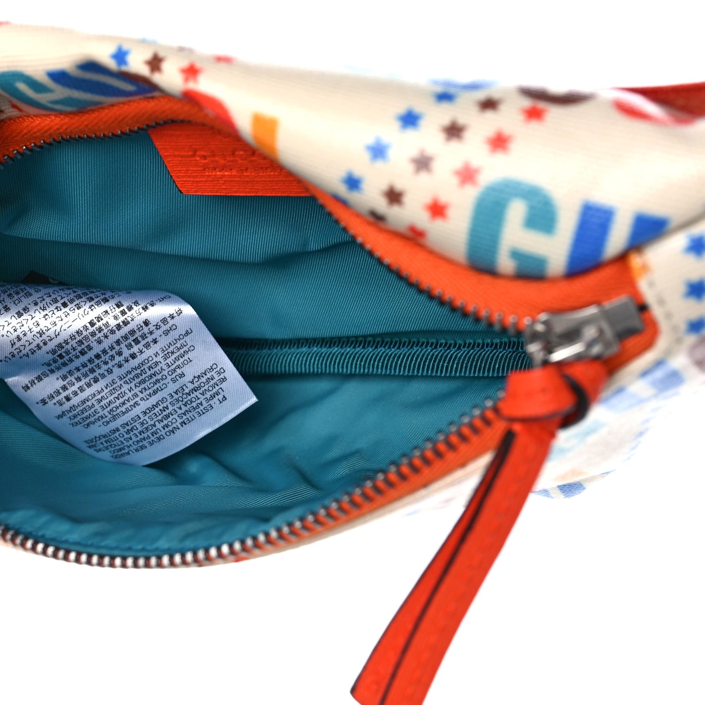 Coated Canvas Logo Star Print Childrens Belt Bag Beige Multicolor Vibrant Orange