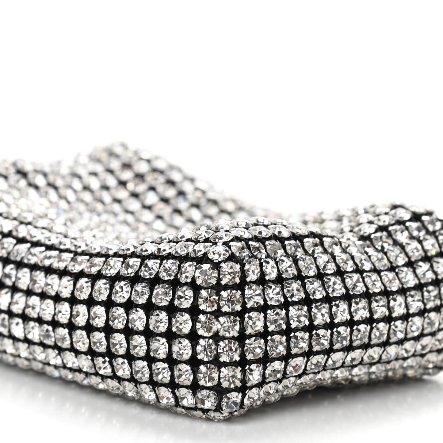 Mesh Crystal Rhinestone Mini Heiress Pouch Black Silver