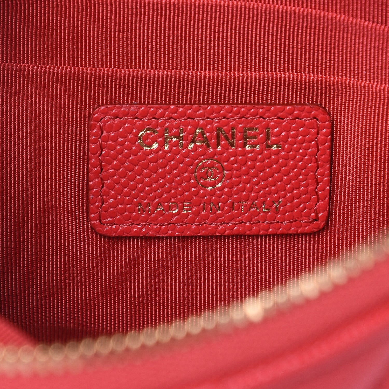 Chanel Shiny Caviar Quilted Cosmetic Case Red 6 of 8