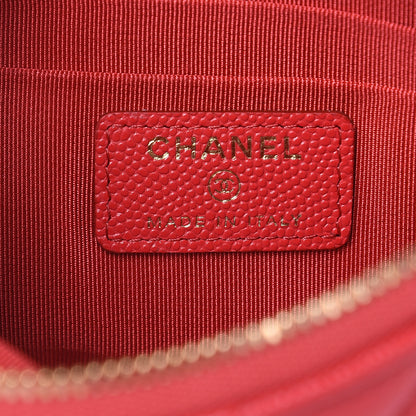Chanel Shiny Caviar Quilted Cosmetic Case Red 6 of 8