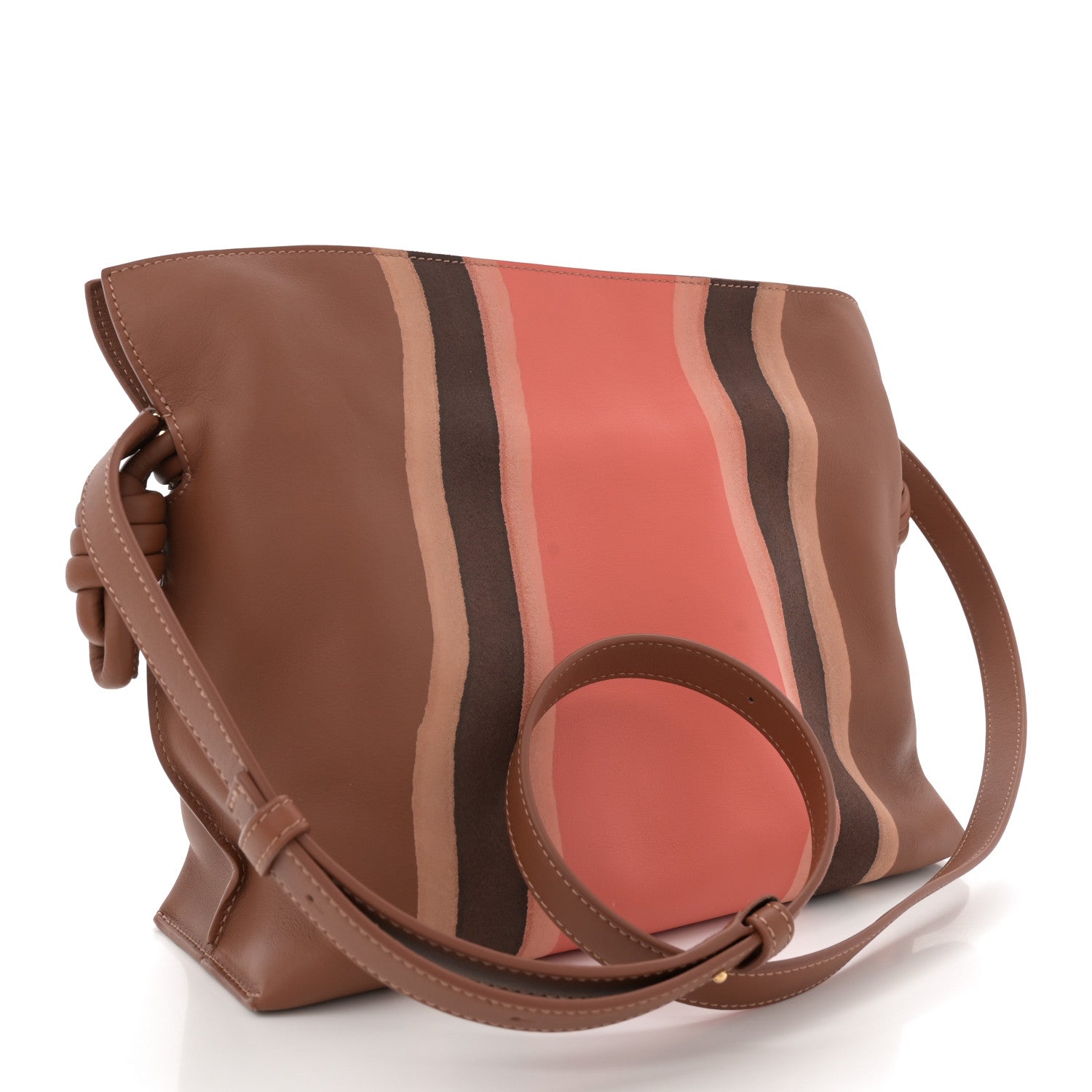 Loewe Nappa Calfskin Suede Medium Flamenco Landscape Knot Clutch Pecan Parrot Pink 3 of 10