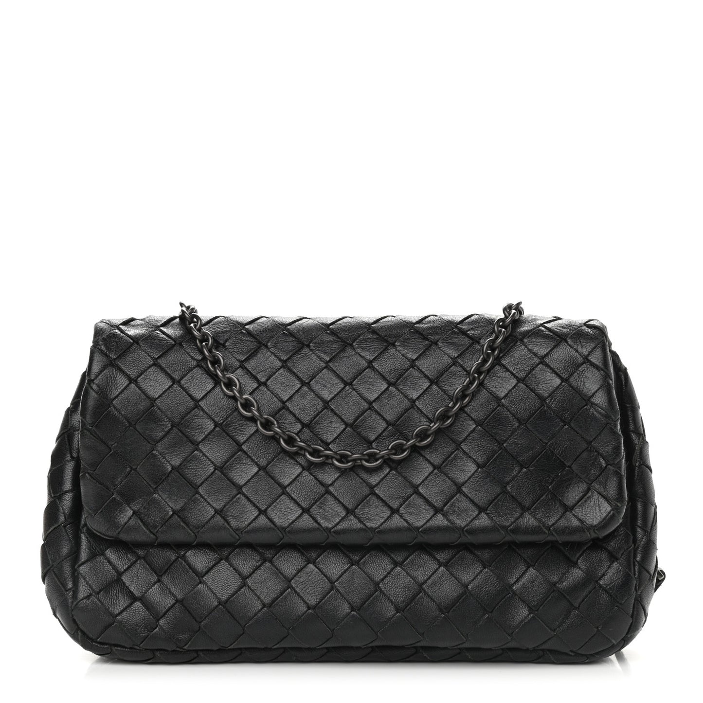 Nappa Intrecciato Small Chain Crossbody Black