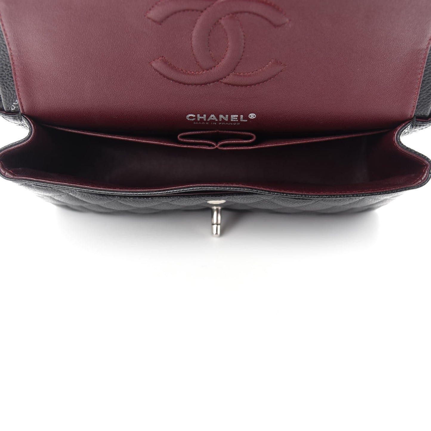 Caviar Quilted Medium Double Flap Black