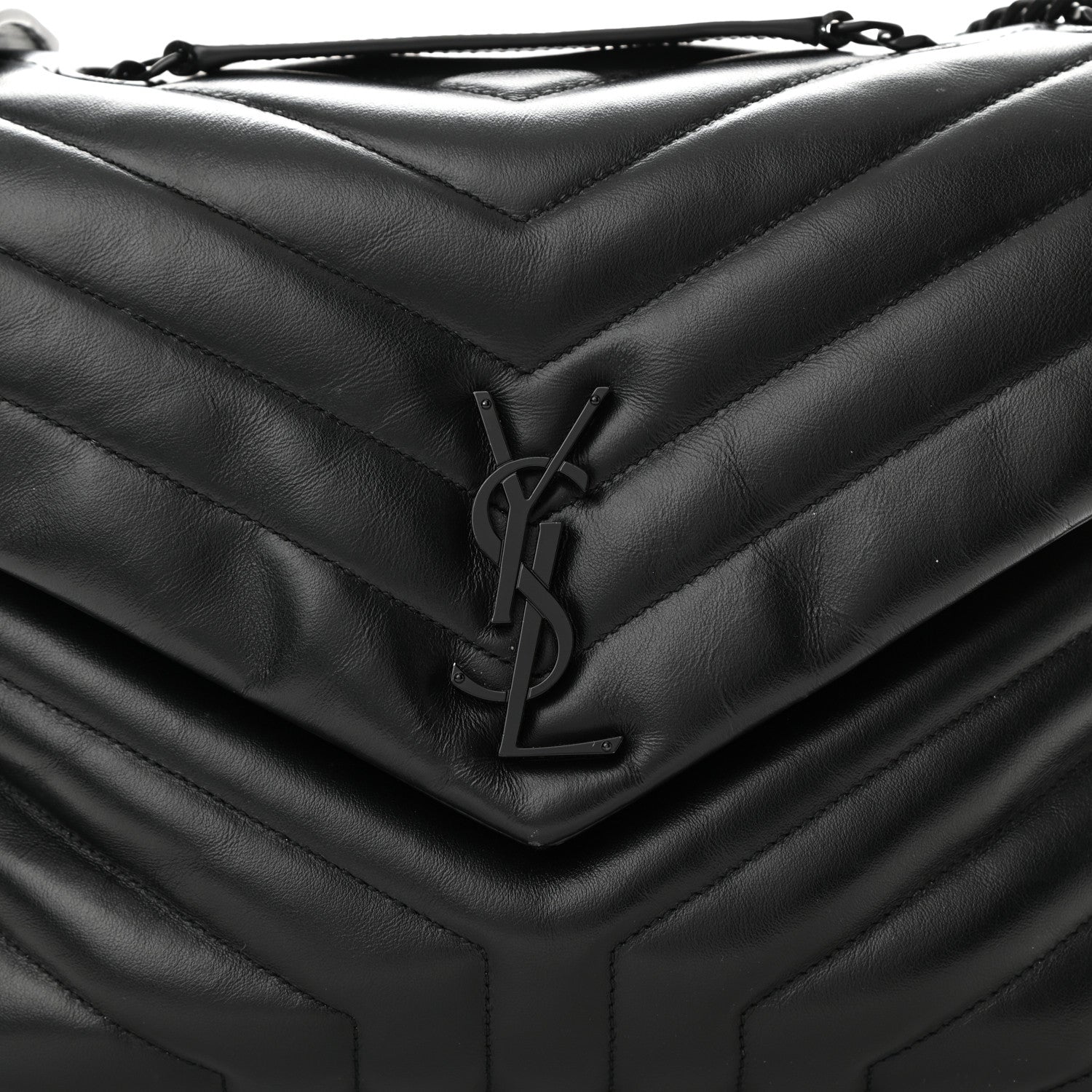Saint Laurent Calfskin Y Quilted Monogram Medium Loulou Chain Satchel Black 8 of 10