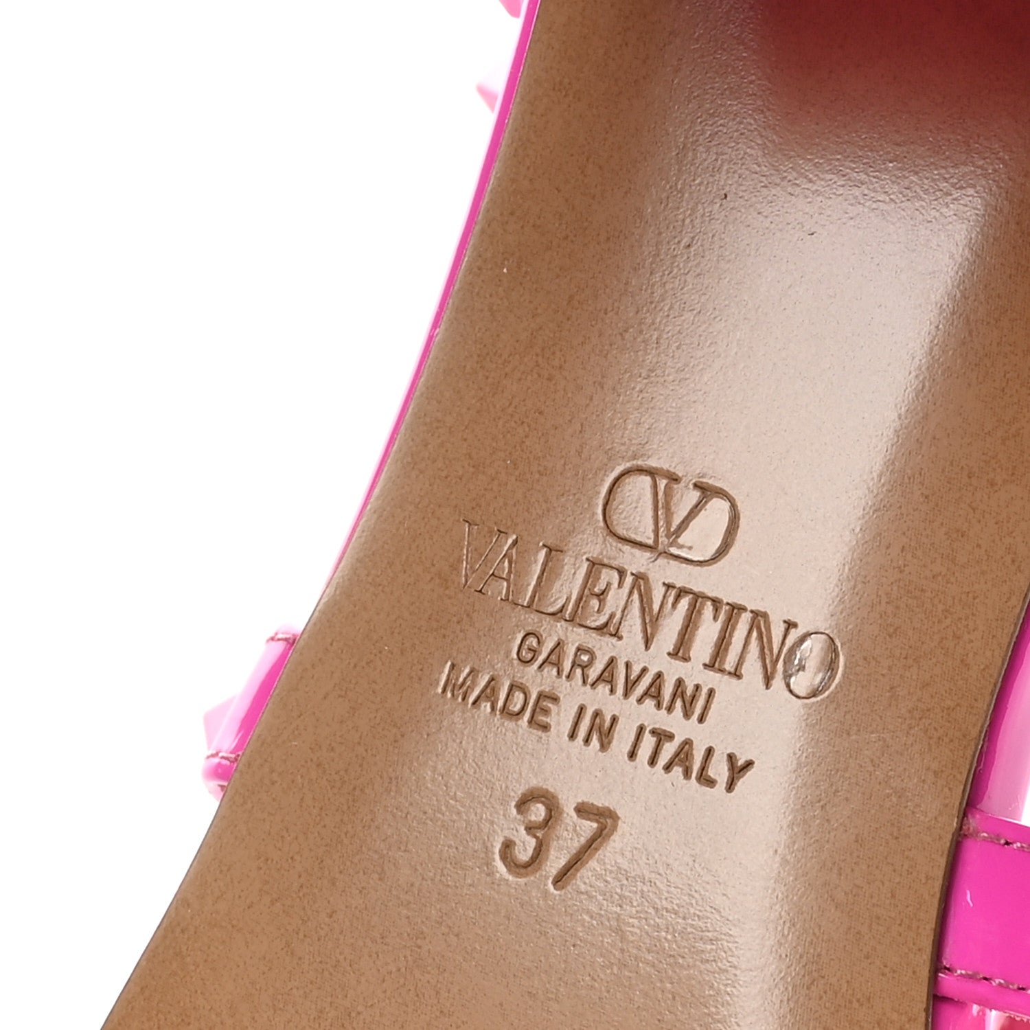 Valentino Garavani Patent Lacquered Monochrome Rockstud 60mm Caged Slide Sandals 37 Pink PP 7 of 9